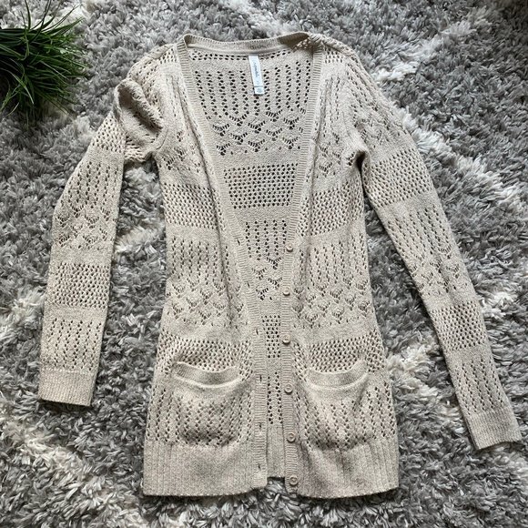 Aeropostale Sweaters - Cream Knit/Crochet  Cardigan Sml/ Md